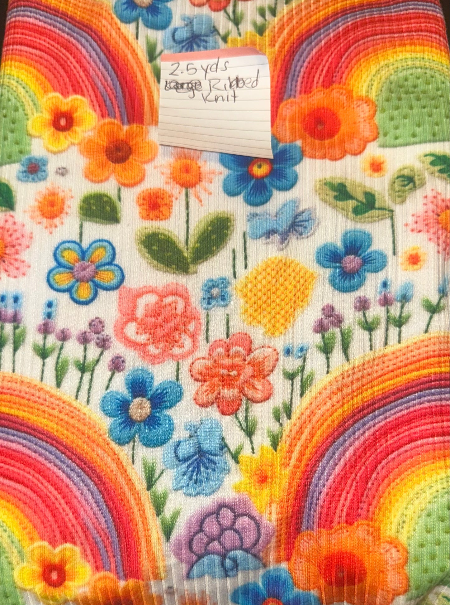 Rainbow Faux Embroidery Fabric