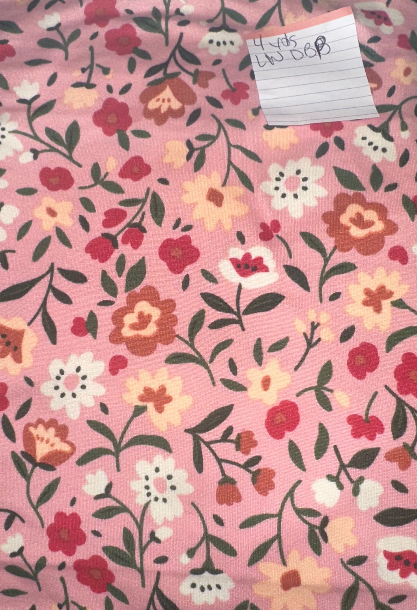 Baby Pink Floral Fabric Medium Weight